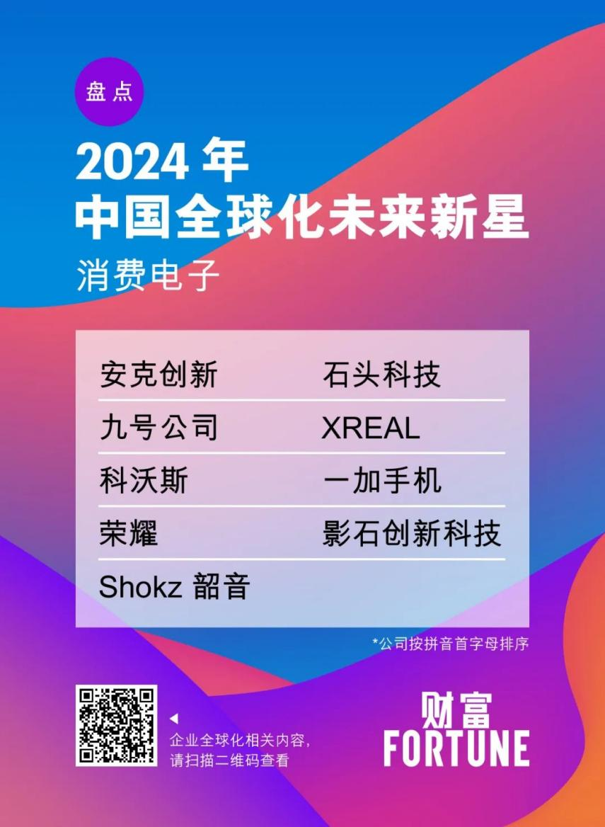 Shokz韶音荣获《财富》“2024年中国全球化未来新星”